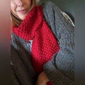 Cozy Red hand Knit Scarf